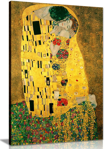 Gustav Klimt Kiss Canvas Wall Art Picture Print (36x24in)