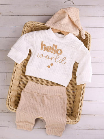 Newborn Baby Boy Girl Clothes Outfits Long Sleeve Romper Bodysuit Baby Shower Coming Home Outfit Shirt+Pants+Hat
