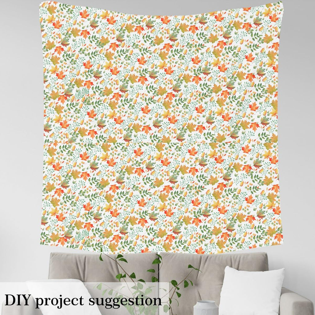 Maple Leaves Fabric by The Yard Watercolor Gradient Autumn Plants No Stretch Fabric Canadian Wild Outdoor Botanical