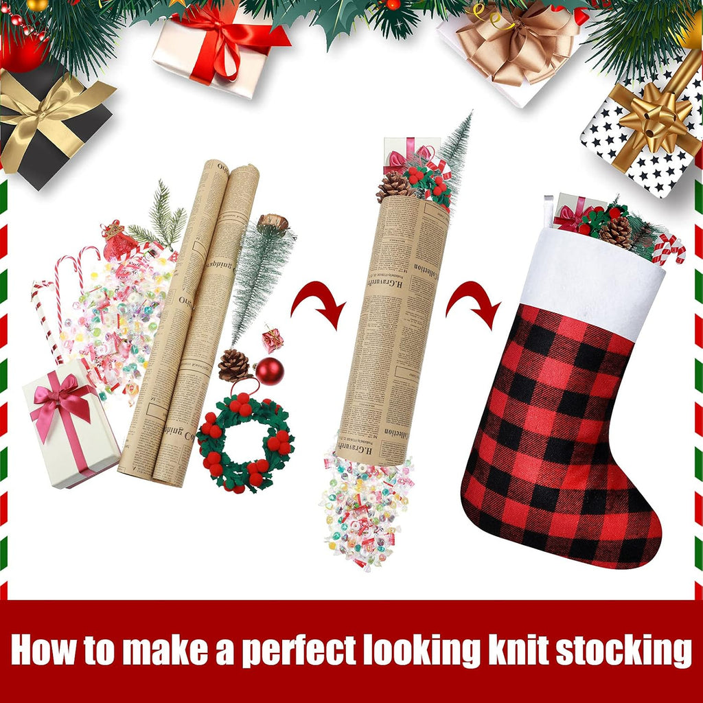 8 Pieces Christmas Stockings Buffalo Plaid for Fireplace,21 Inches