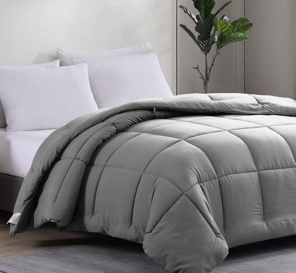 Quilted Comforter Queen Size - Super Soft Duvet Insert with 8 Tabs - Fluffy, Comfy & Cozy All Season Queen Bedding