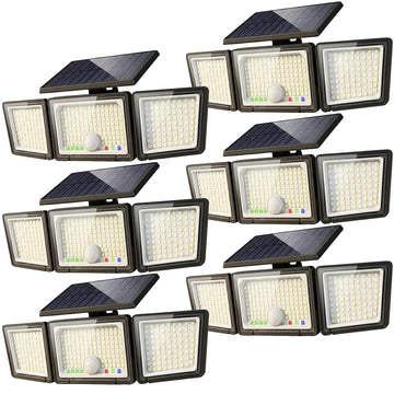 Solar Outdoor Lights Motion Sensor, 286 LED Security Flood Lights with Visual Battery & Mode Display, 3