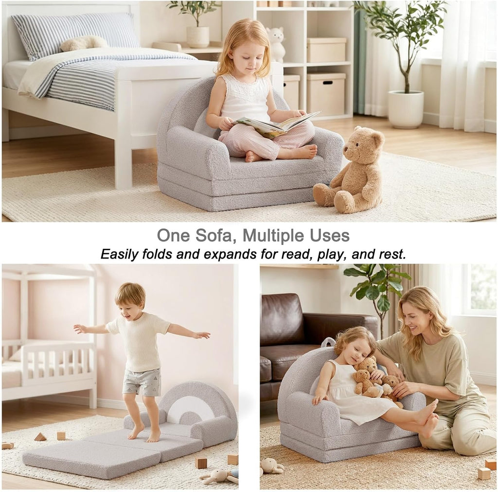 Kids Couch for Toddlers, in-1 Fold Out Toddler Sofa and Lounger, Supportive Foam Chair with Removable Washable