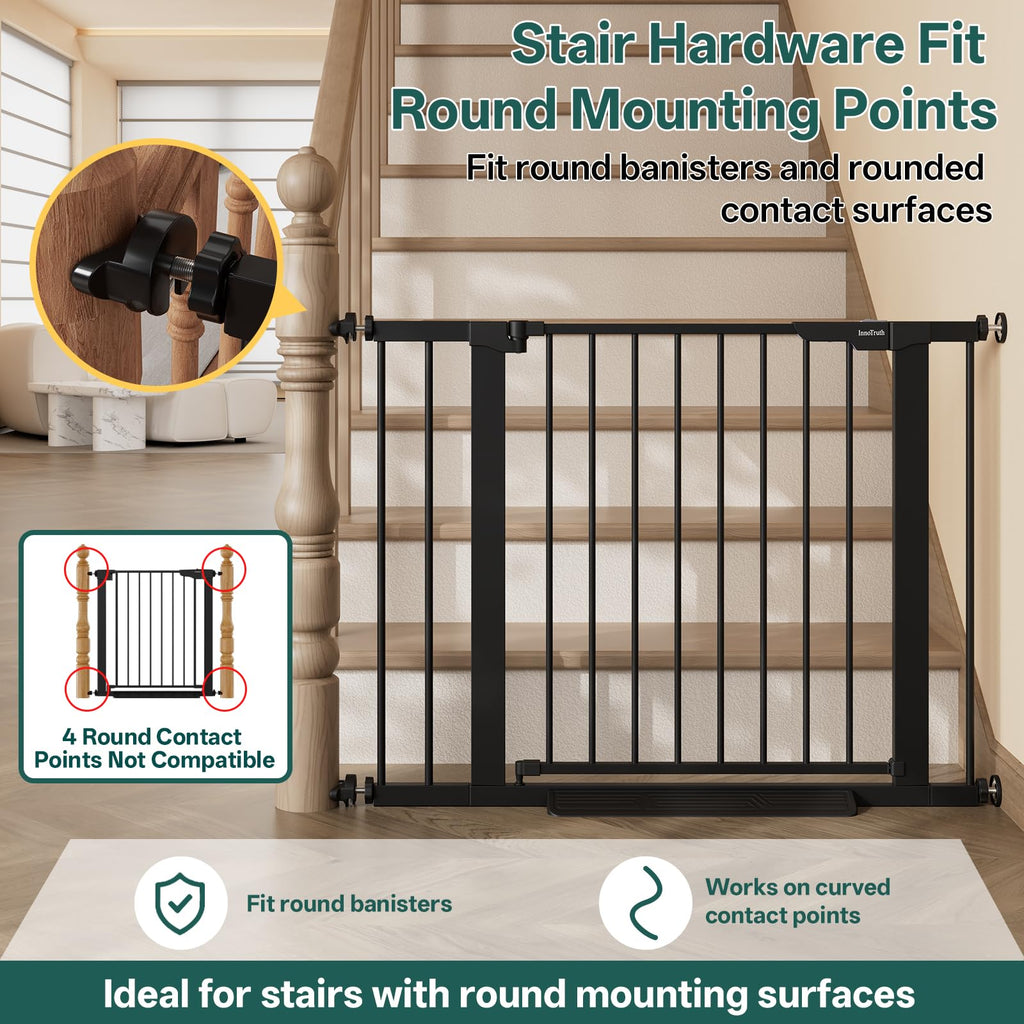 29.6-39.1 in Wide Baby Gate for Stairs and Doorways, Black