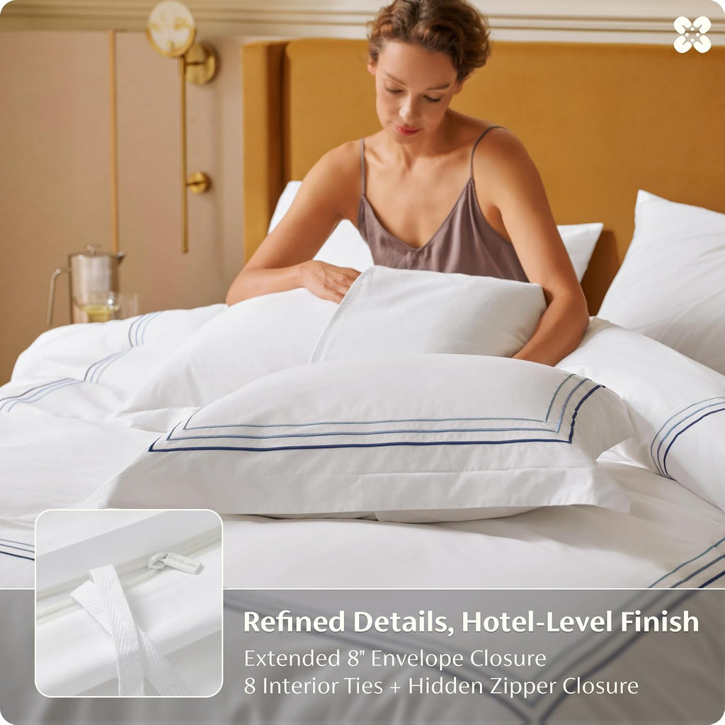 100% Giza Egyptian Cotton Duvet Cover King, CEA Certified Luxury Hotel Duvet Cover, PureWoven Soft & Breathable