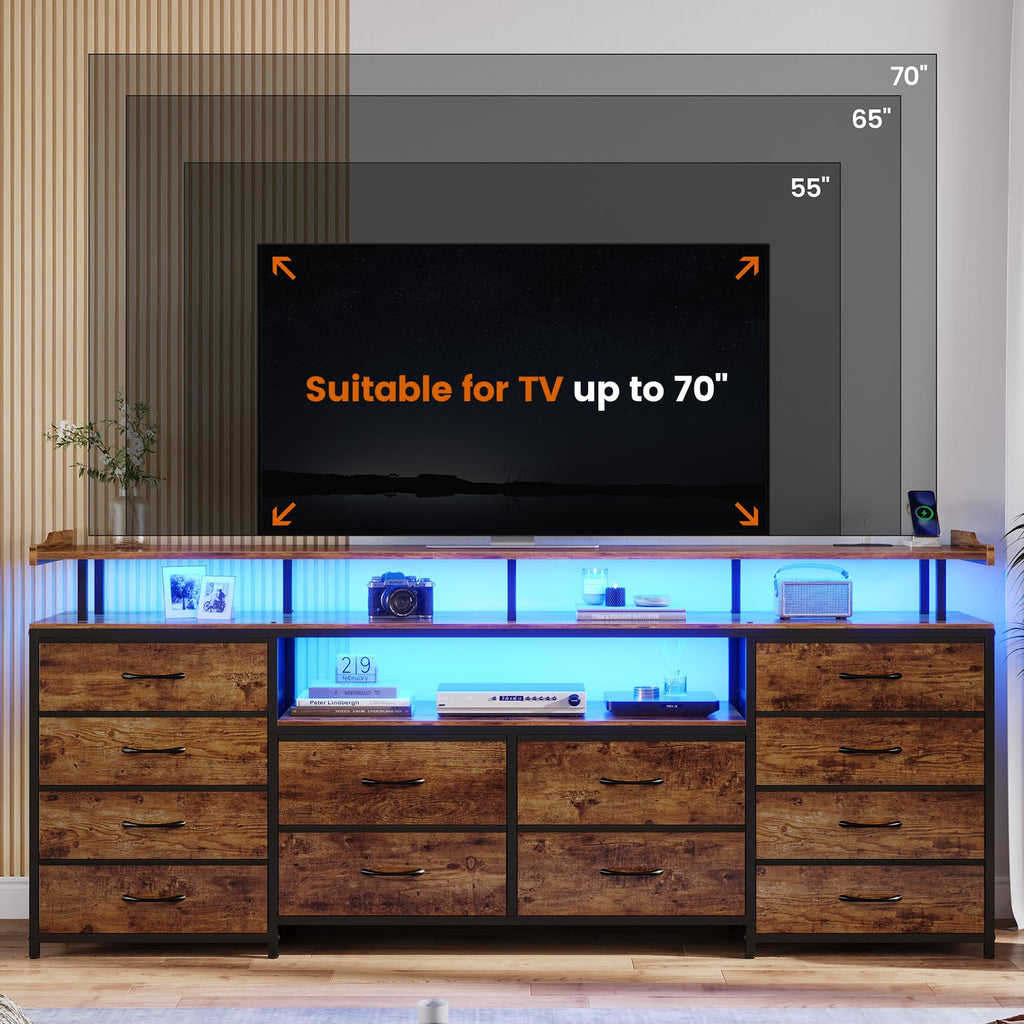 12 Drawers TV Stand Dresser for 55, 60, 70 inch TV