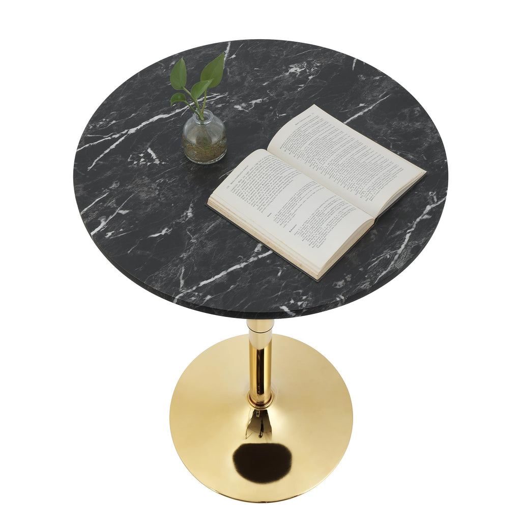 24" Round Cocktail Bar Table with Metal Base, Tall Bistro Pub Table, Adjustable 27.9"-35.4" Counter Bar Height, Easy