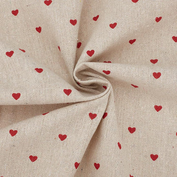 1.09 Yards 37 Inch Red Heart Linen Fabric Washable Mini Love Hearts Flaxen Upholstery Linens Quilting Cloth Fabrics