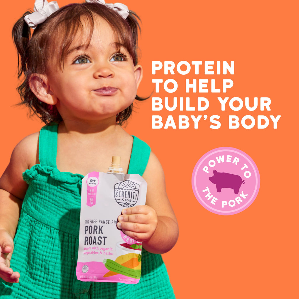 Pork Baby Food Pouch, 5g Protein, Bone Broth, 3.5 Oz, 12 Pack