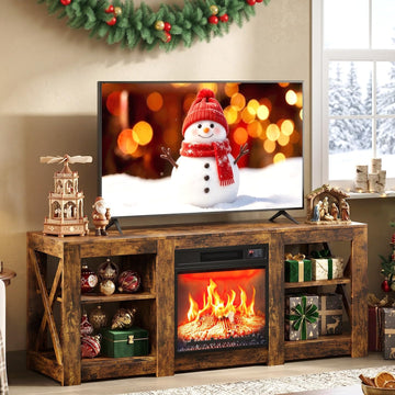 58" with 4 Adjustable Shelves, Rustic Brown