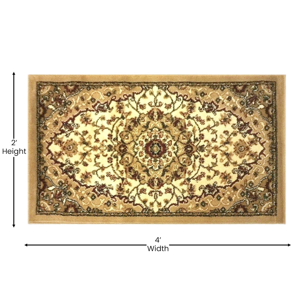 2' x 3' Persian Area Rug, Ivory