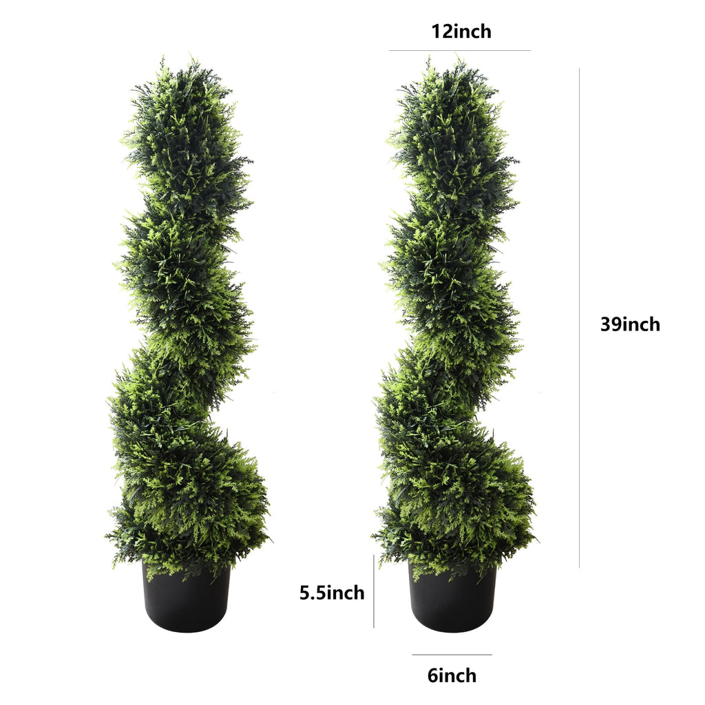 Topiary Tree, Spiral Cedar, 37 Inch, 2-Set