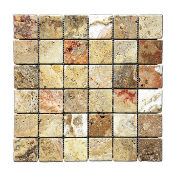 Scabos 2 X 2 Tumbled Travertine Mosaic Tile - Box of 5 sq. ft.