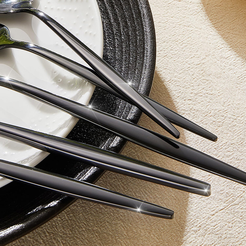 18/10 Silverware Set for 8, 40 Piece Black Stainless Steel Flatware Cutlery