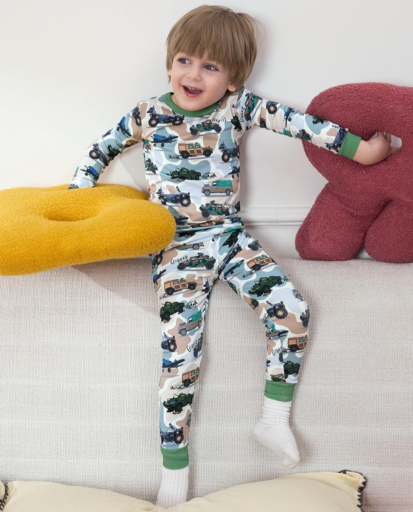 Bamboo Viscose Toddler Kids Pajamas Set, Long Sleeve Boys