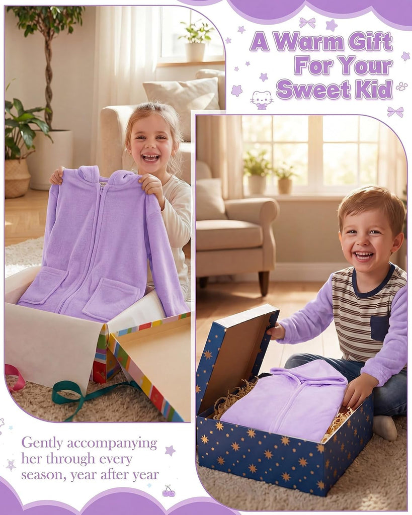 Kids Hooded Bath Towel, Soft Warm Zipper Swim Parka