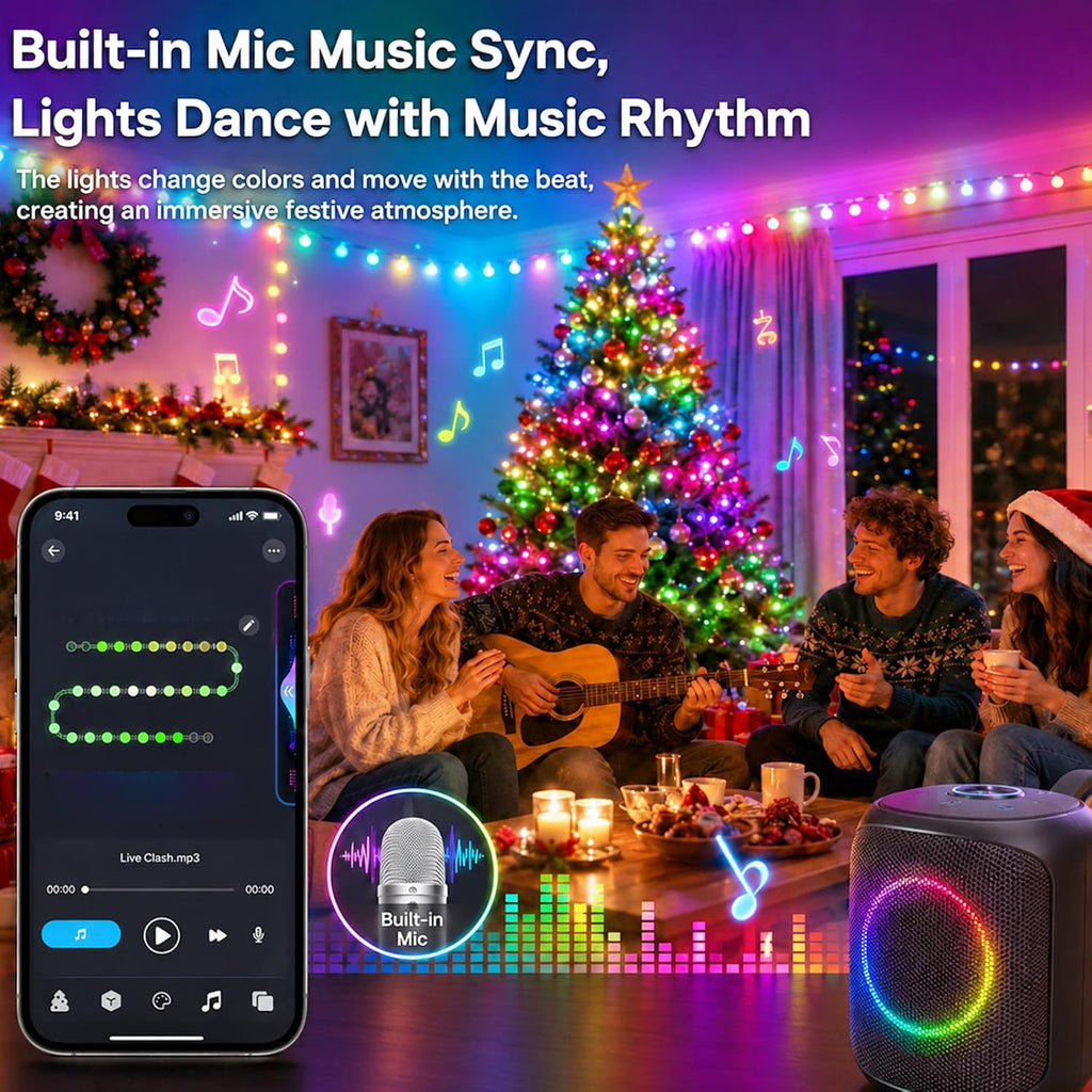 Smart Color Changing Christmas Lights App & Remote Control, 66Ft 200 LED