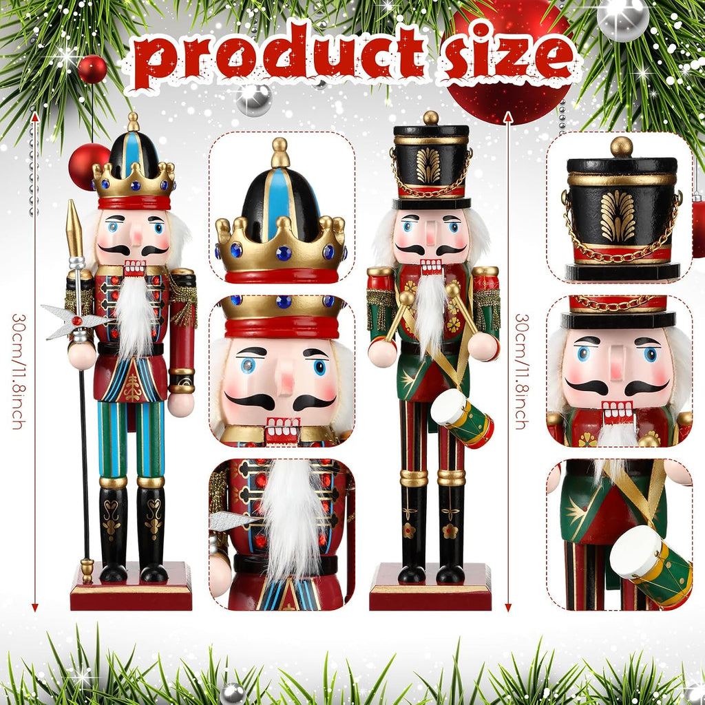 4 Pcs 12 Inch Christmas Nutcracker Figures Wooden Soldier