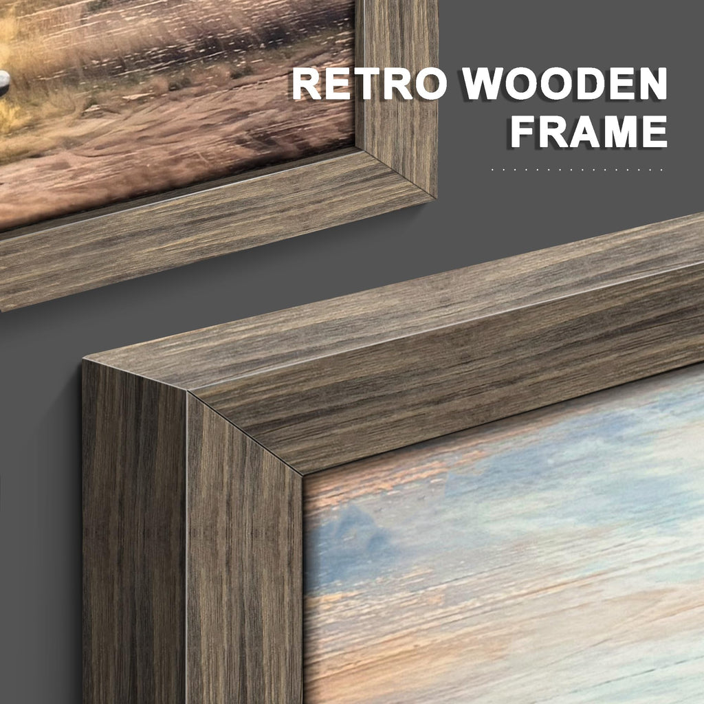 Rustic Farm Barn Wood Artwork: Large Framed Vintage Car Country Farmhouse Prints Wall Art Retro Truck Countryside