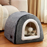Cat Bed for Indoor Cats,2-in-1 Convertible Cat Bed & Cave,Foldable Washable Cat House,Soft and Thick Removable Inner