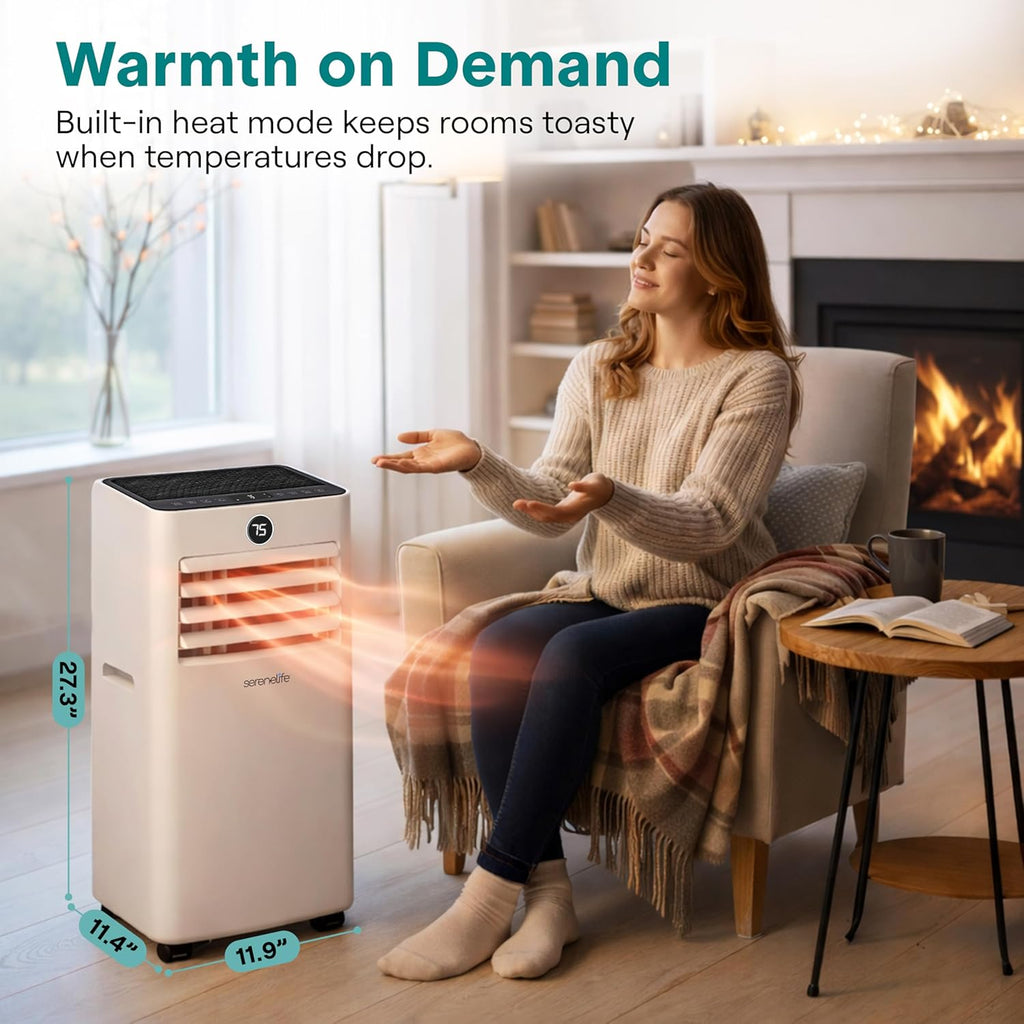 8,000 BTU Portable Air Conditioner and Heater, Small AC with Dehumidifier and Fan