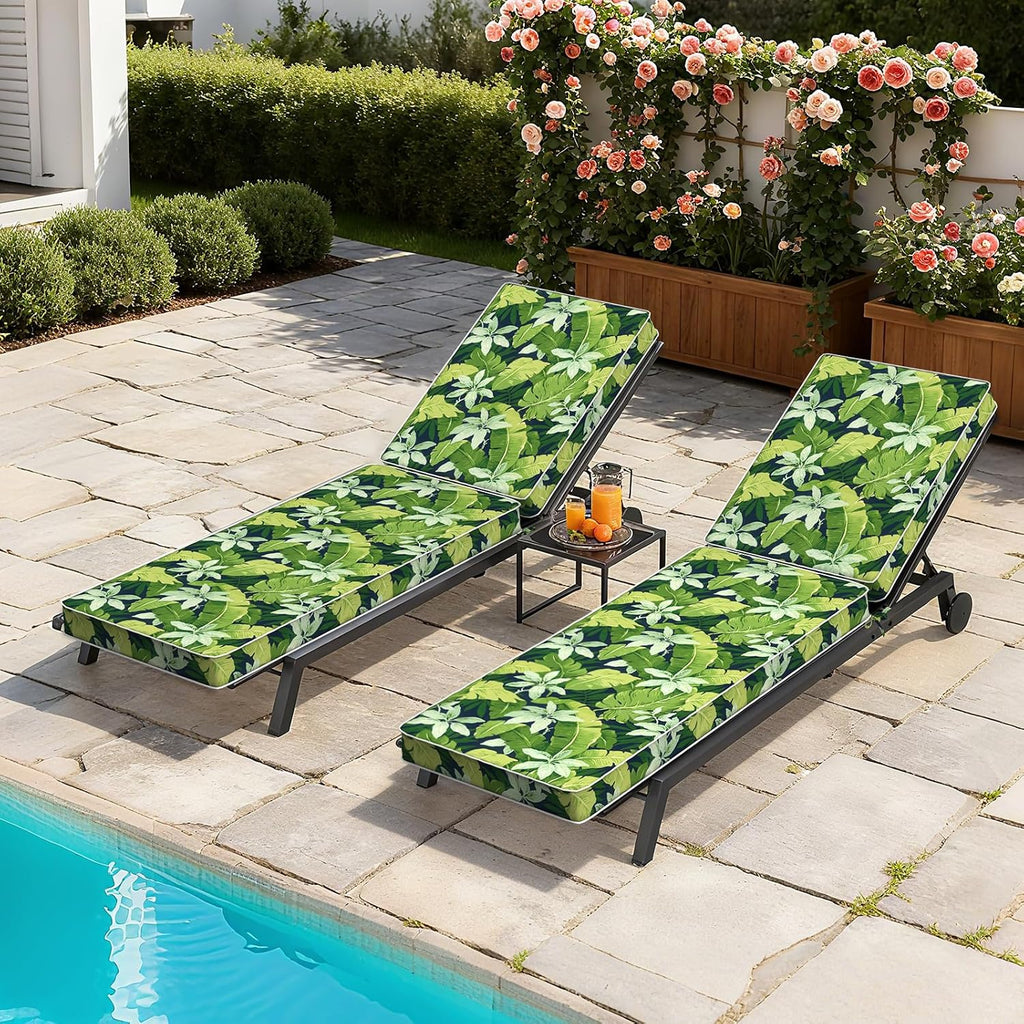 Outdoor Chaise Lounge Cushion with Non-Slip Mat, 72 x 21 x 3 Inch Patio Water-Repellent Lounge Chair Seat Cushions