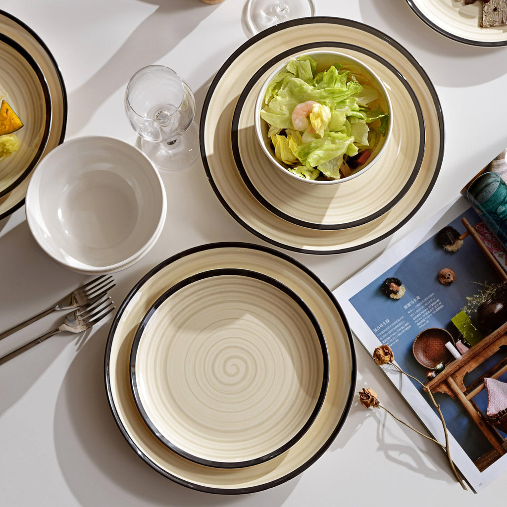Melamine Dinnerware Set for 4, 12Pcs Dinner Dishes Set, Off White