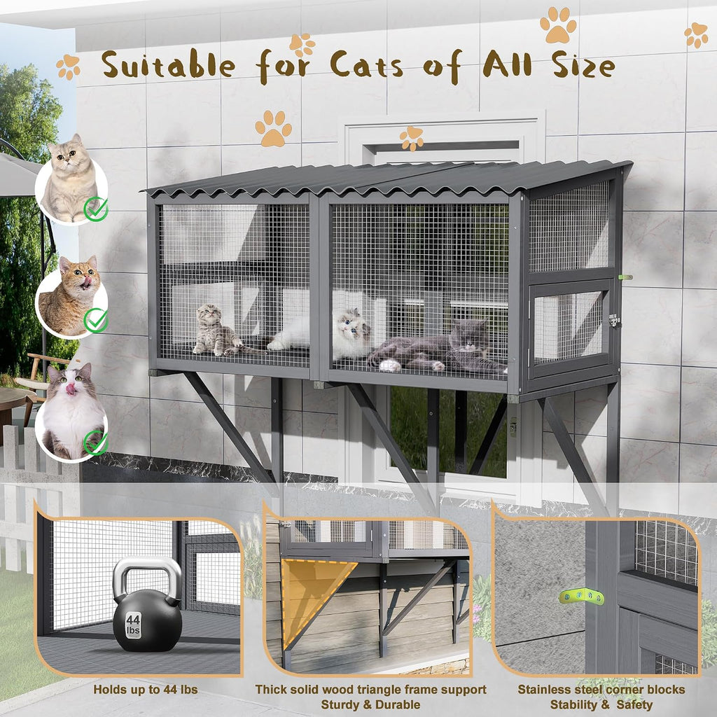 Cat Catio, Cat Window Perch for Indoor Cats, Cats Enclosure Windows