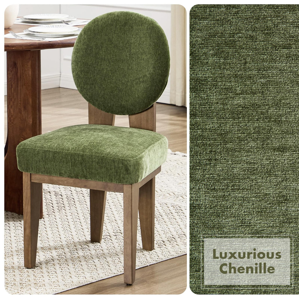 Mid-Century Modern Walnut Dining Chairs Set of 4, Vintage Green Wooden Kitchen Chairs, Retro Upholstered Velvet