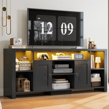 70" TV Stand for TVs up to 80", LED Entertainment Center, Black