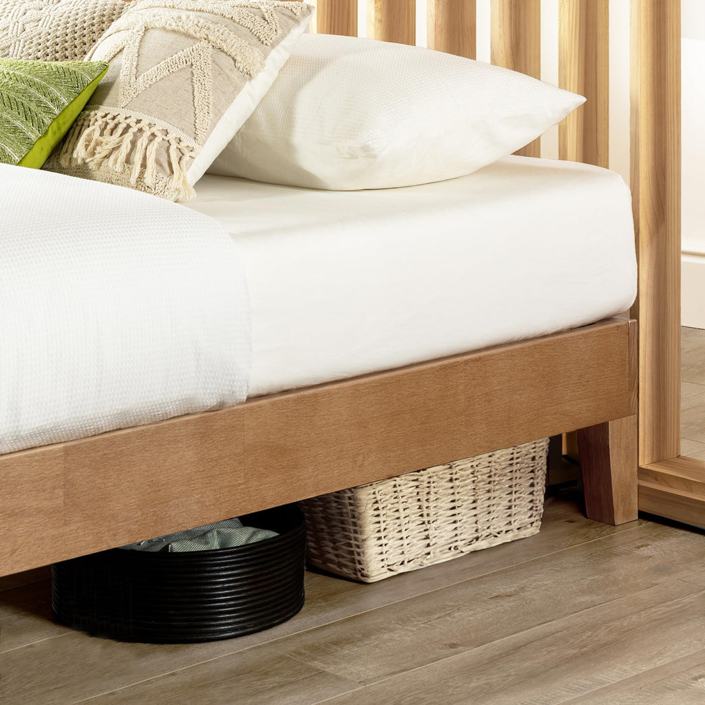Naturalista Grand - 12 Inch Solid Wood Platform Bed with Wooden Slats - No Box Spring Needed - King (Natural Pine)