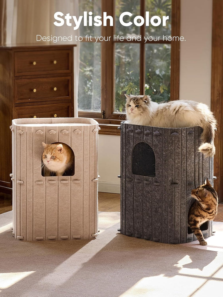 Cat House for Indoor Cats, Warm Felt Cat Bed, Scratch Resistant