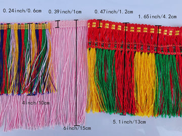 Chainette Fringe Trim 6 Inch 10 Yards Tassel Fringe Trim for Sewing Craft DIY Decoration(914 Gray)