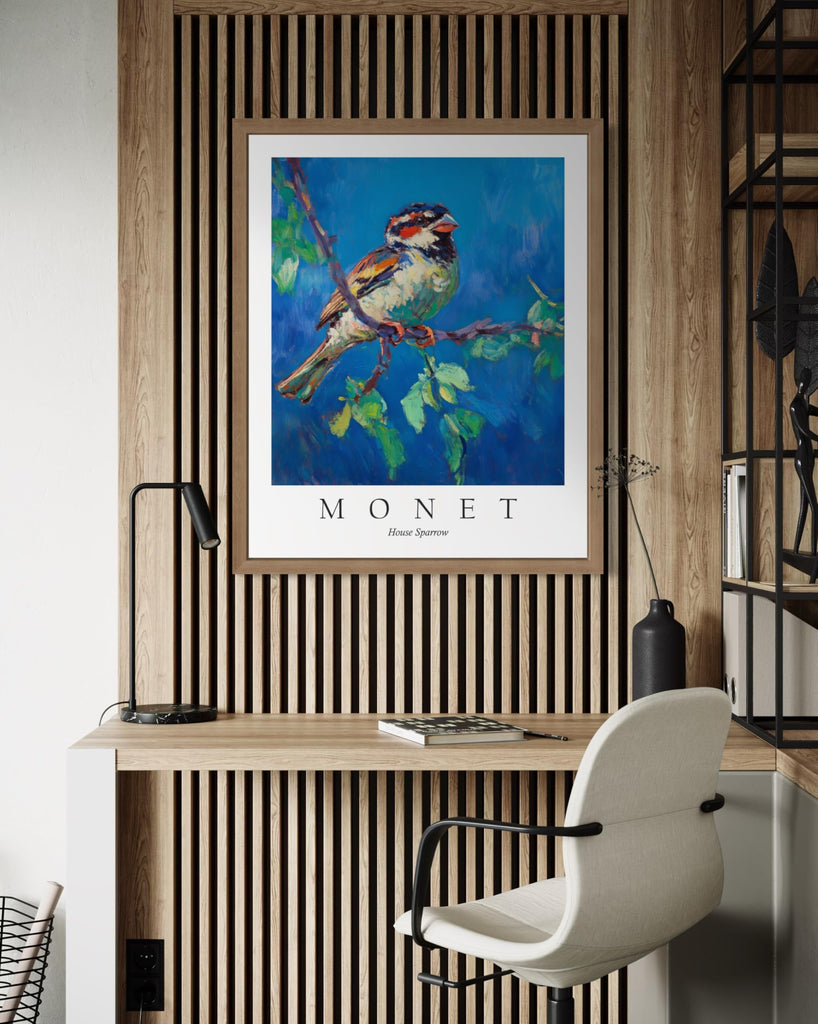 House Sparrow Inspired Claude Monet Bird Poster Art Print - Monet Wall Art Exhibition Collections Artwork Aesthetic
