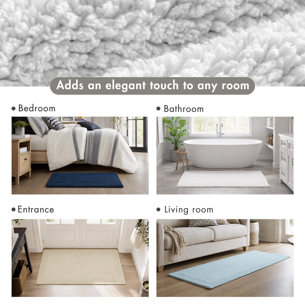 Splendor Reversible 100% Cotton Bath Rug, 24 x 36, Grey