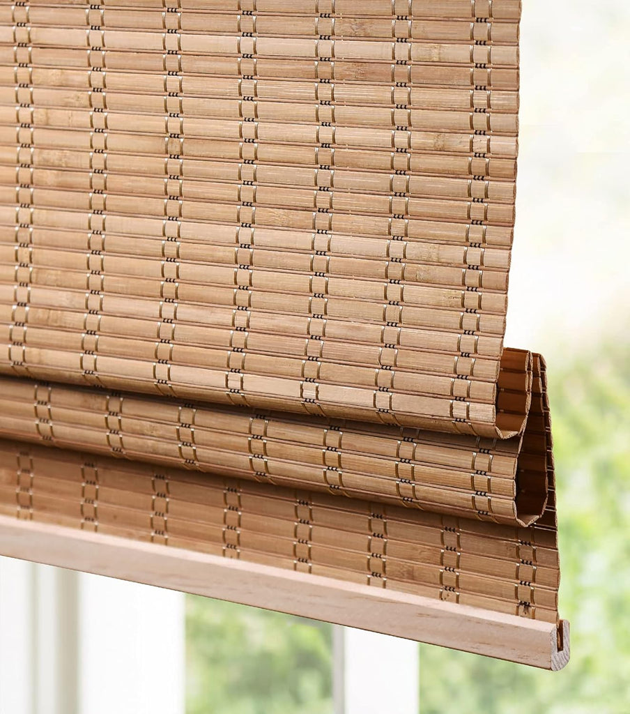 Cordless Bamboo Roman Shades for Windows, 23'' W x 60'' H | Natural Light Filtering Bamboo Window Blinds, Bamboo