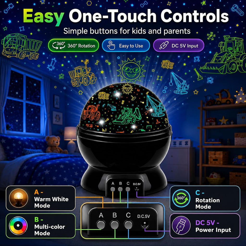 Kid Night Light Projector for Boy | Car Nightlight Star Projector for Kids