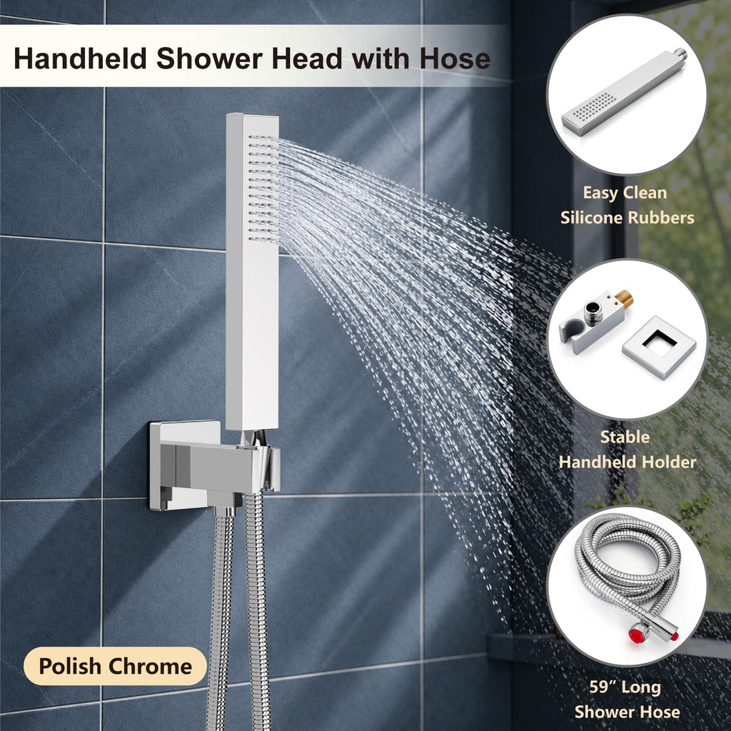 Shower Faucet Set with Handheld Sprayer,16 Inch,Polish Chrome