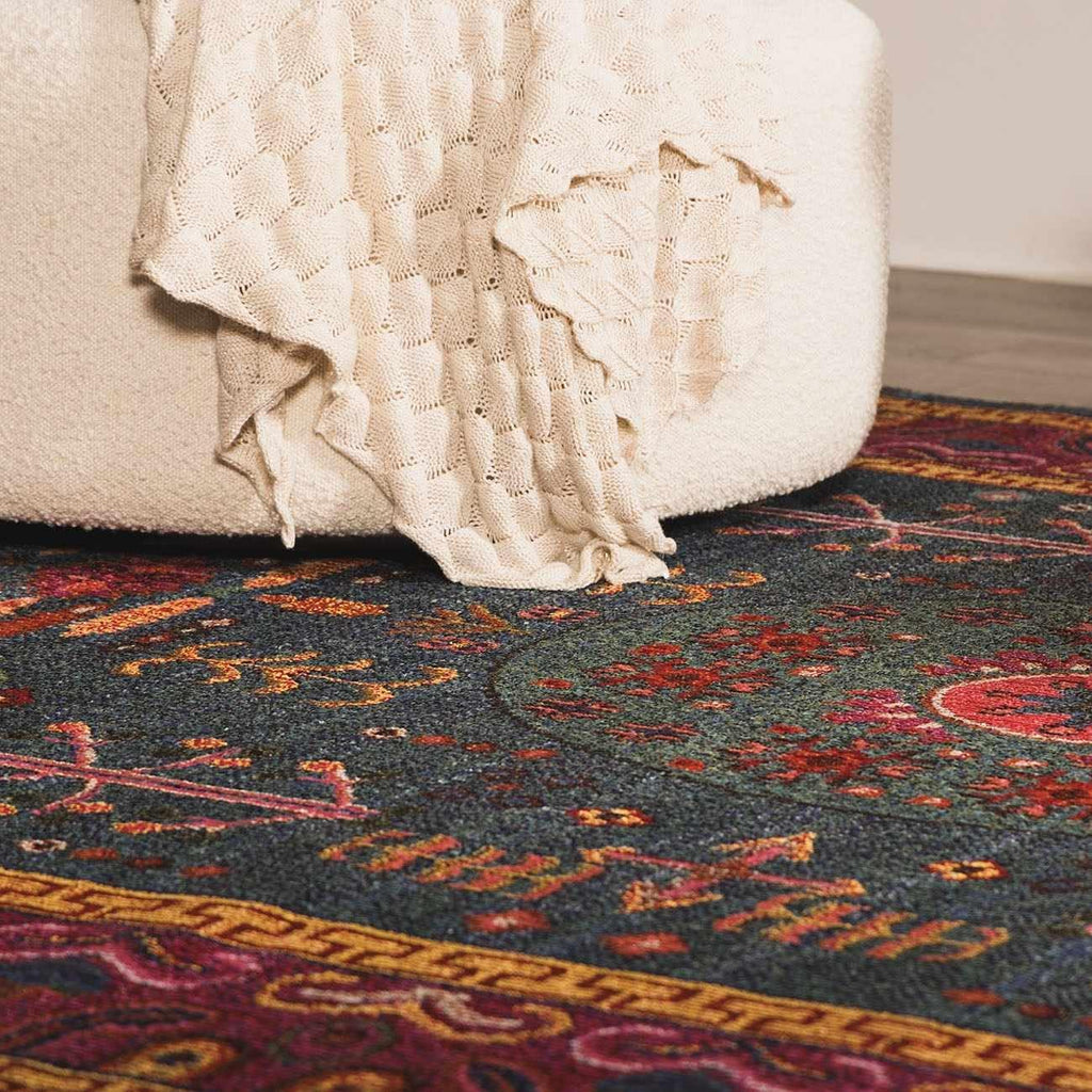 Red Medallion Traditional Teal Area Rug Aqua Charcoal Burgundy Purple Navy Tribal Bordered Cleveland Living Room