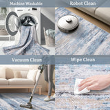 8x10 Area Rug Living Room Rugs - Washable Rug Large Modern Abstract Soft Thin Carpets Indoor Floor No Slip Vintage