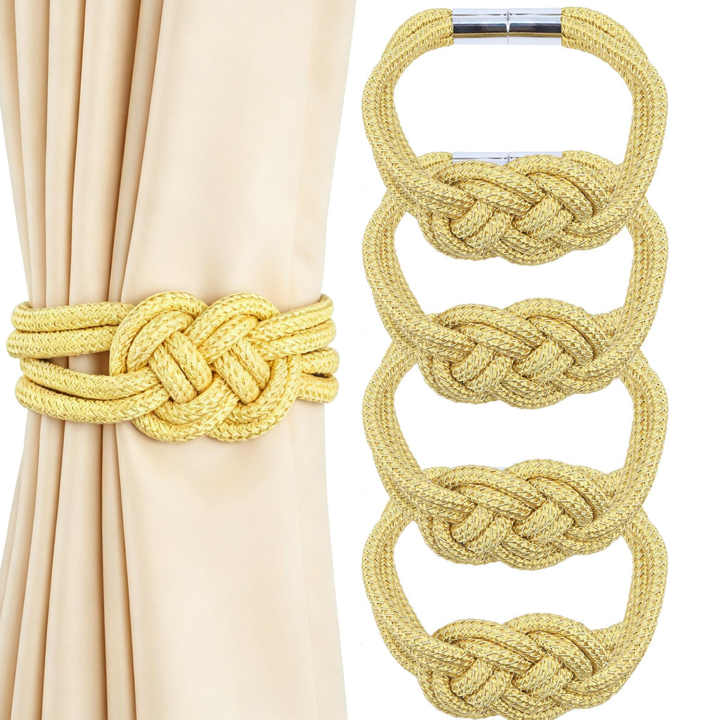 Magnetic Curtain Tiebacks, Decorative Curtain Holdbacks - 4 Pack