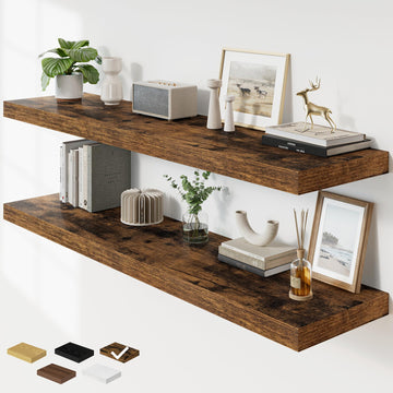 Long Floating Shelves for Wall 2Pack|Rustic Brown|55" Lx12 D