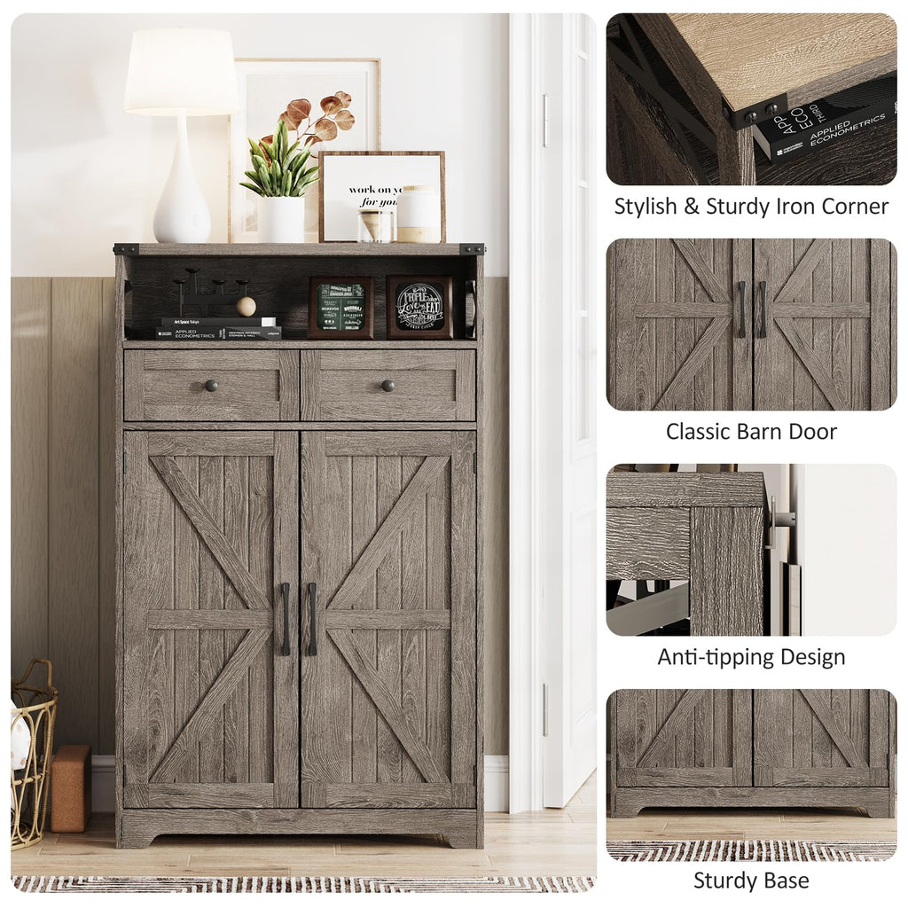 Farmhouse Shoe Cabinet with Doors, 6-Tier Shoe Storage Cabinet