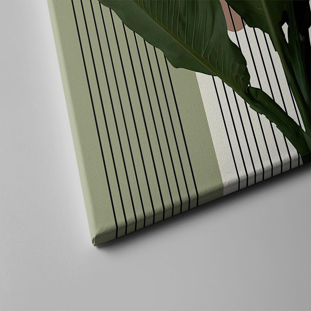 Sage Green Boho Wall Art, Abstract Framed Canvas Wall Art Palm Leaf Sun Moon Line Beige Green Wall Decor, Minimalist