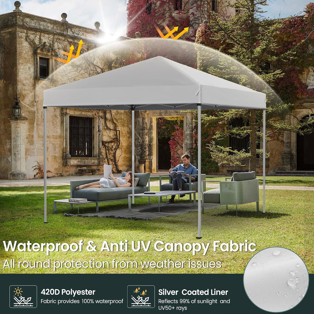 Shades 10x10 Pop Up Canopy, Heavy Duty Beach Tent with Carrying Bag for Easy Moving, Sun Shelter for Parties, Events