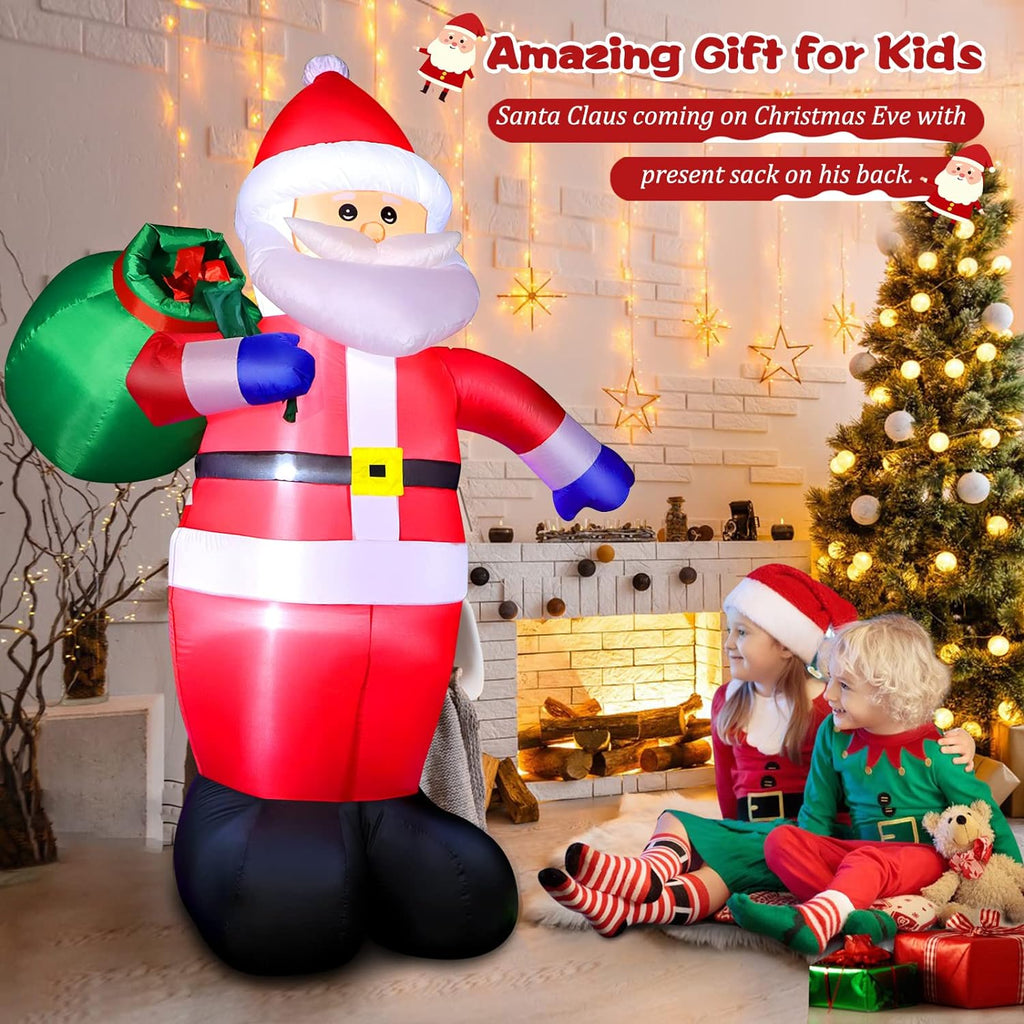 8 FT Christmas Inflatables Santa Claus Outdoor Decorations, Blow Up Santa Claus with Gifts Bag, Big Santa Carrying