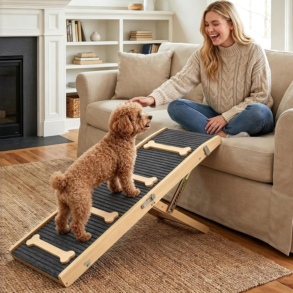 Foldable Dog Ramp for Couch with 7 Ajustable Height Portable