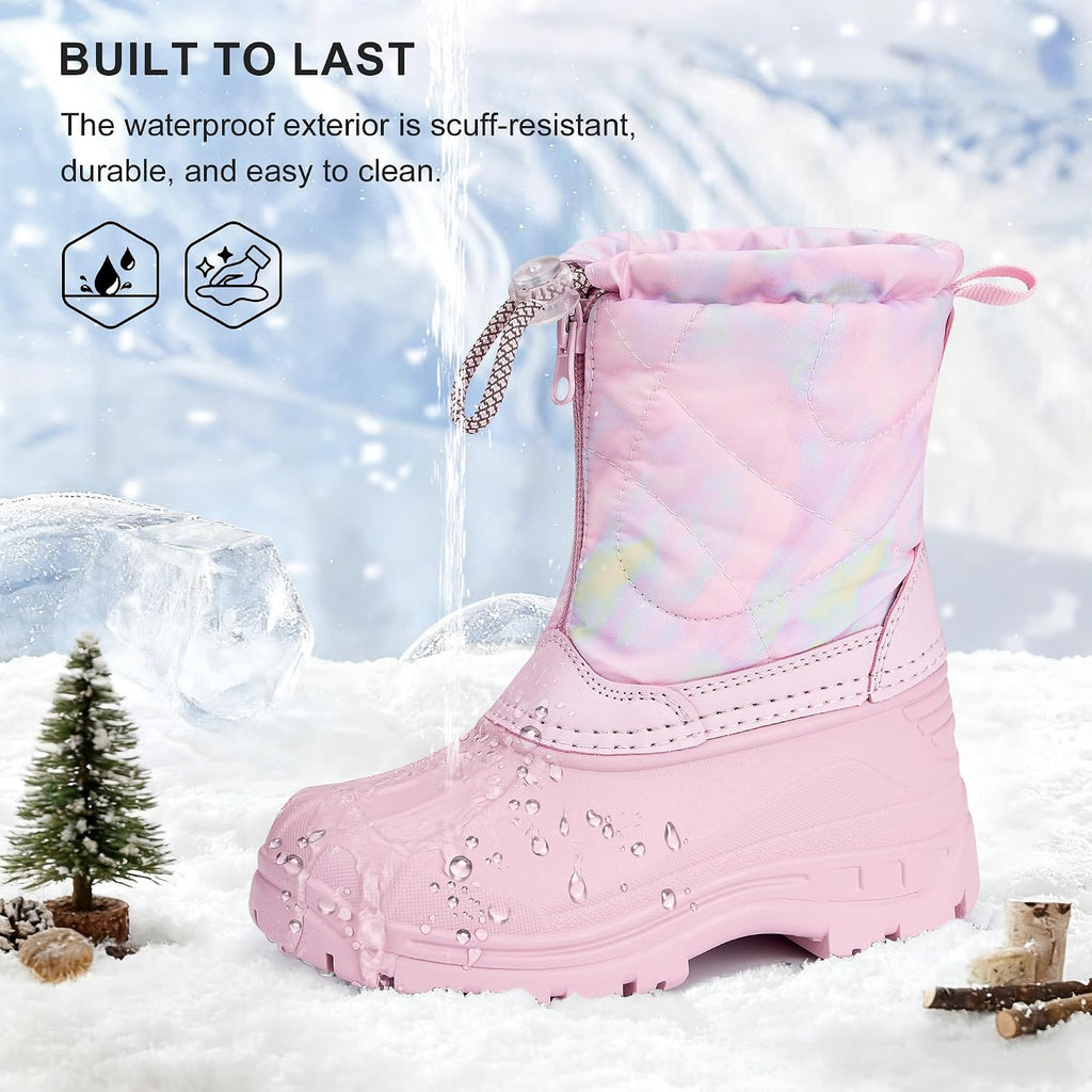 Girls Snow Boots with Zipper Kids Boys Winter Outdoor Boots