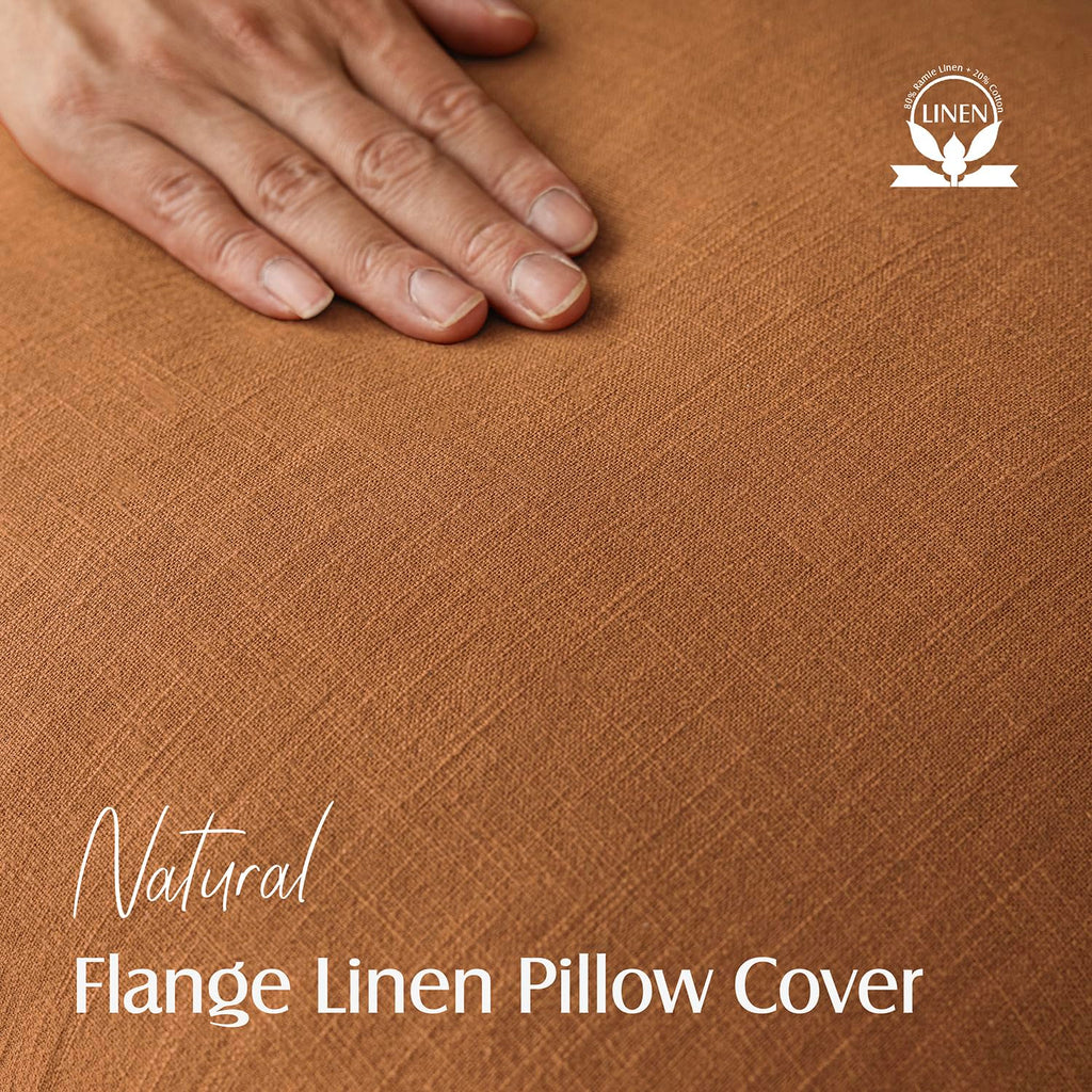 Linen Solid Decorative Throw Pillow Covers 20x20 Autumn Orange