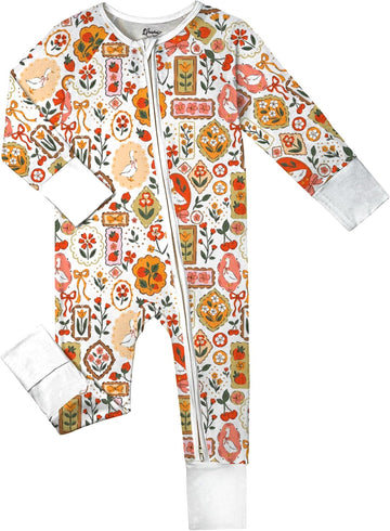 Bamboo Viscose Baby Pajamas Convertible Footie Sleeper for Baby Girl Zipper Onesie, Way Zipper, YKK